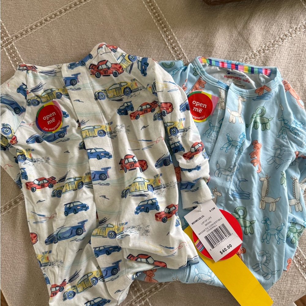 Magnetic Me Cream & Light Blue Car and Balloon Print Pajama Set